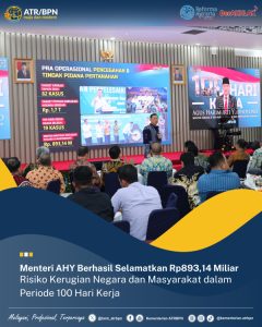 Menteri AHY Berhasil Selamatkan Rp893,14 Miliar Risiko Kerugian Negara dan Masyarakat dalam Periode 100 Hari Kerja