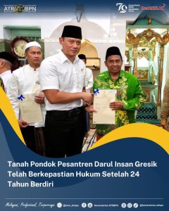 Tanah Pondok Pesantren Darul Insan Gresik Telah Berkepastian Hukum Setelah 24 Tahun Berdiri