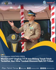 Peringatan HANTARU 2024, Menteri AHY Ungkap 117,9 Juta Bidang Tanah Telah Terdaftar, Beri Nilai Tambah Ekonomi Rp6.721 Triliun