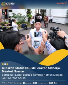 Jelaskan Status HGB di Perairan Sidoarjo, Menteri Nusron:Sertipikat Legal Berupa Tambak Namun Menjadi Laut Karena Abrasi