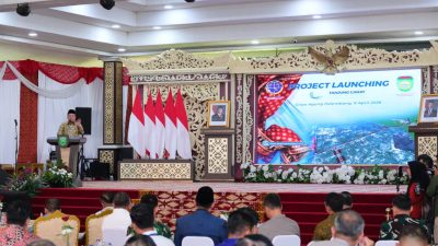 Peluncuran proyek Pelabuhan Tanjung Carat di Palembang.