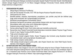 Pendaftaran Komisaris PT Air Minum Sanggam Balangan Dibuka
