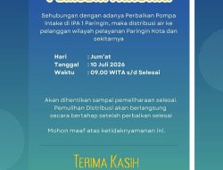 PT Air Minum Sanggam Hentikan Sementara Distribusi Air, Perbaikan Intake