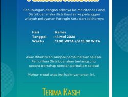 Distribusi Air Paringin Kota Dihentikan Sementara untuk Pemeliharaan Panel