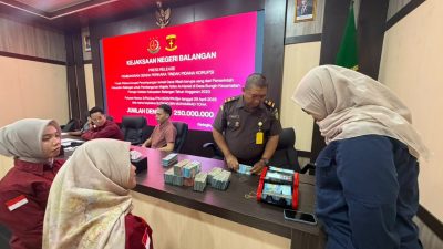 Eksekusi Putusan Inkracht, Kejari Balangan Terima Pembayaran Denda Koruptor Rp250 Juta