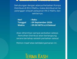 Perbaikan Pompa, Distribusi Air IPA 2 Malihu Dihentikan Sementara
